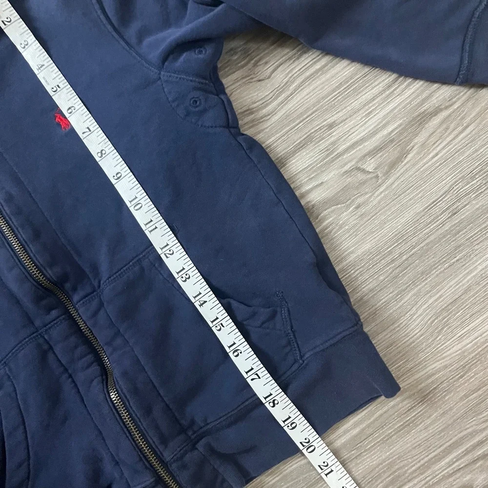 Polo Ralph Lauren Boys Navy Blue Full Zip Hoodie Sweatshirt Size S 8-10 Red Pony